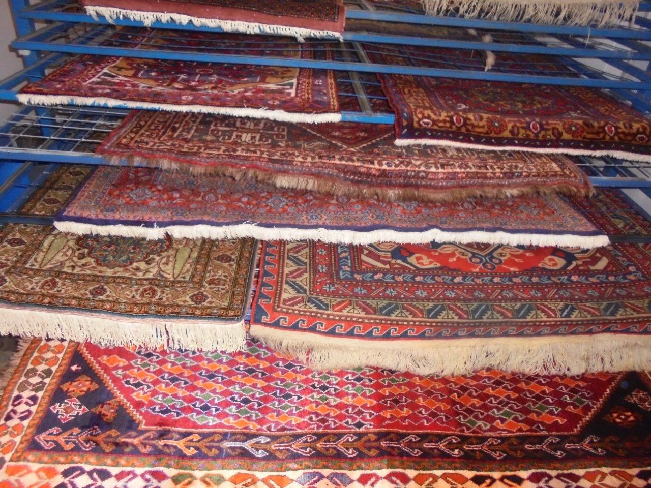 Rugs drying flat in our custom built drying room